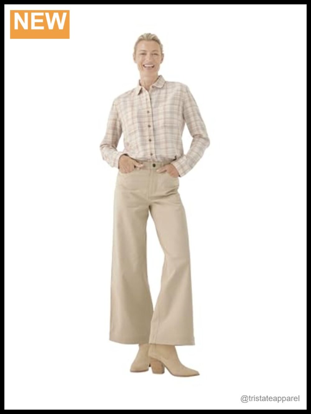 Organic Cotton Women's Flannel Button-Up Shirt Relaxed Fit Long Sleeve